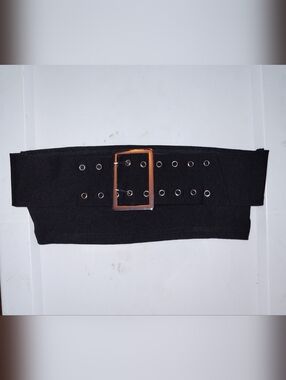 Cool Black Extreme Crop top With Silver Buckle Detail